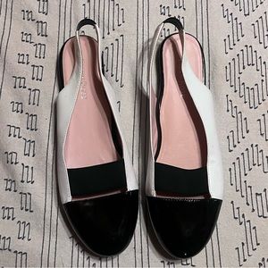 Taryn Rose black and white sling-back flats size 9.5